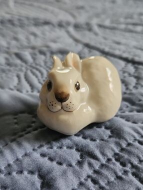 Vintage 70s Lomonosov Porcelain Rabbit Figurine Made In USSR Red Stamp